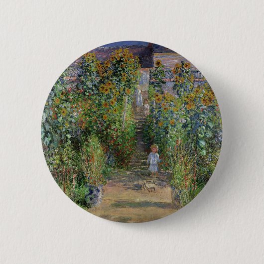 モネの庭 ヴェトゥイユ 印象派の絵画 缶バッジ (正面)