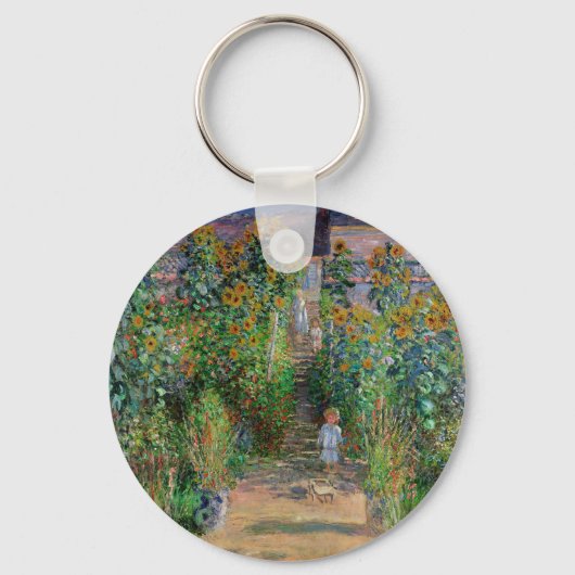 モネの庭 ヴェトゥイユ 印象派の花の絵画 キーホルダー (正面)
