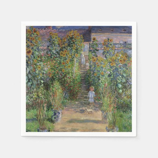 モネの庭 ヴェトゥイユ 印象派の花の絵画 スタンダードカクテルナプキン (正面)