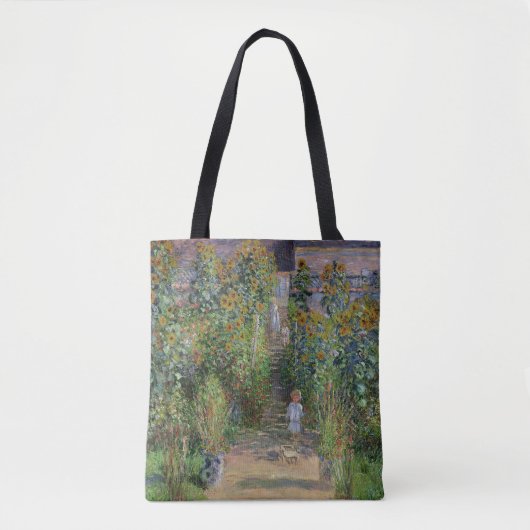 モネの庭 ヴェトゥイユ 印象派の花の絵画 トートバッグ (正面)