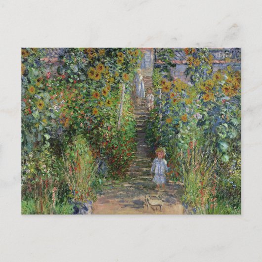 モネの庭 ヴェトゥイユ 印象派の花の絵画 ポストカード (正面)