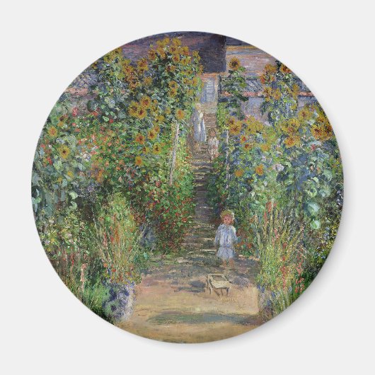 モネの庭 ヴェトゥイユ 印象派の花の絵画 マグネット (正面)