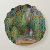 モネの庭 ヴェトゥイユ 印象派の花の絵画 ラウンドクッション (裏面)