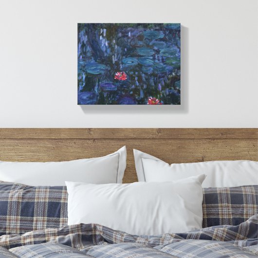 モネの睡蓮と柳の反射 キャンバスプリント (インサイチュ (寝室))
