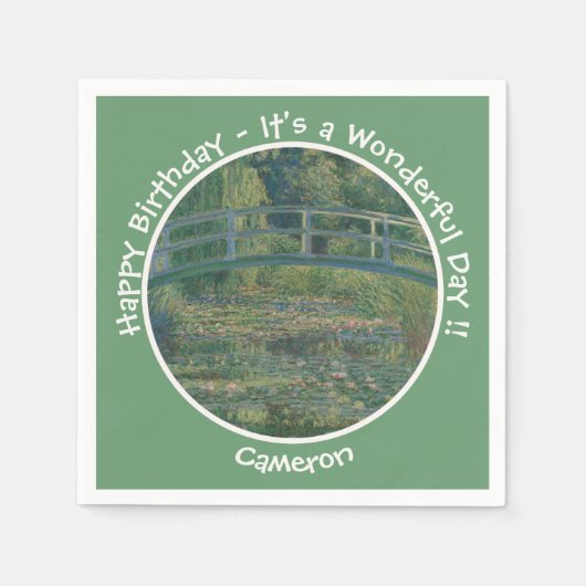 モネの睡蓮の池と足橋のパーティー スタンダードカクテルナプキン (正面)