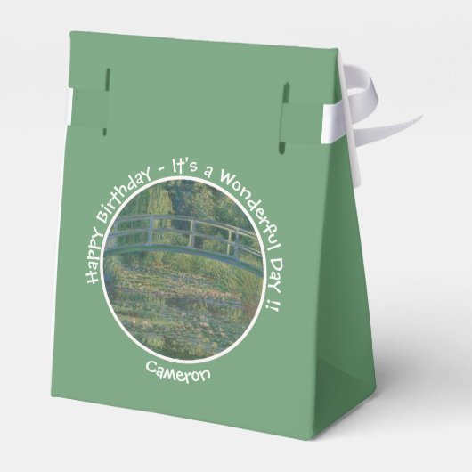 モネの睡蓮の池と足橋のパーティー フェイバーボックス (裏面サイド)