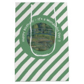 モネの睡蓮の池と足橋のパーティー ミディアムペーパーバッグ (裏面)