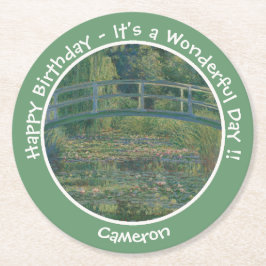モネの睡蓮の池と足橋のパーティー ラウンドペーパーコースター