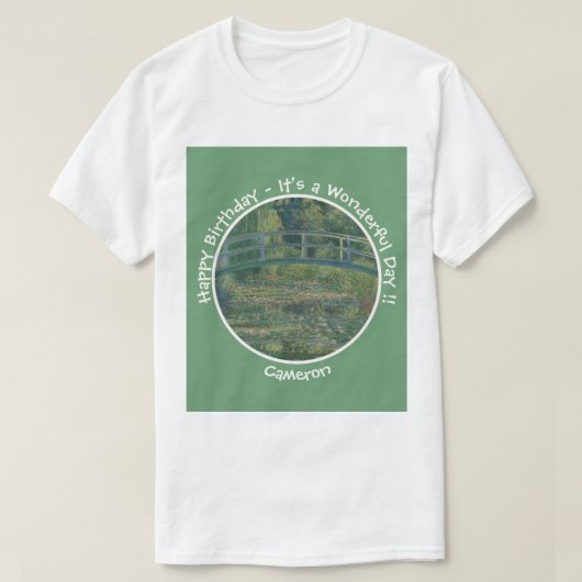 モネの睡蓮の池と足橋のパーティー Tシャツ (デザイン正面)