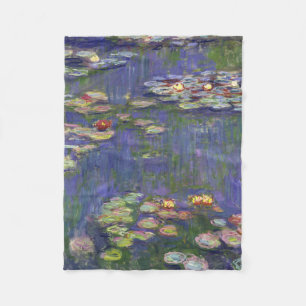 モネの睡蓮傑作絵画 フリースブランケット