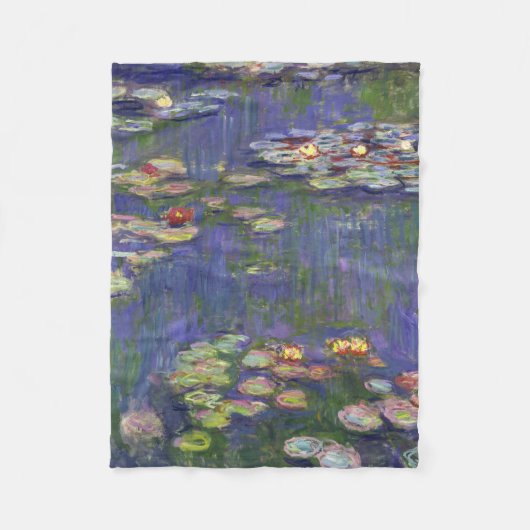 モネの睡蓮傑作絵画 フリースブランケット (正面)