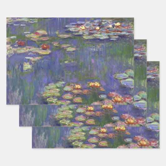 モネの睡蓮傑作絵画 ラッピングペーパーシート (セット)