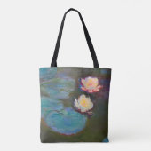 モネの睡蓮池の水面に浮かぶ睡蓮の絵 トートバッグ (裏面)