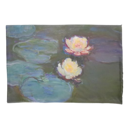 モネの睡蓮池の水面に浮かぶ睡蓮の絵 枕カバー (正面)