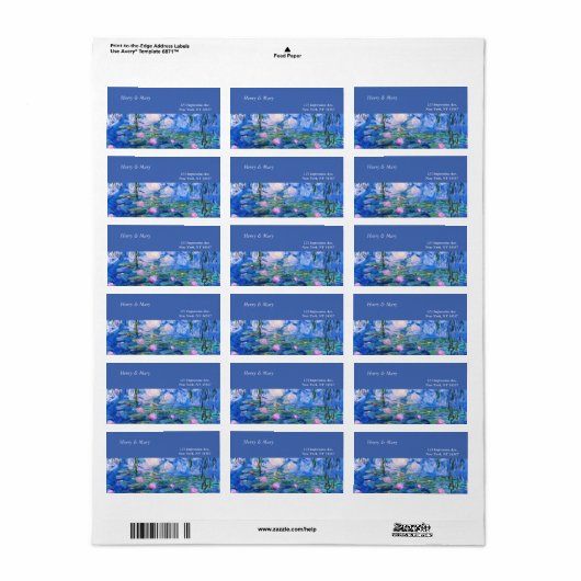 モネの睡蓮 ラベル (フルシート)