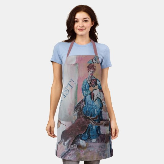 モネの色のように柔ら絵を描かな色 エプロン (着用した状態)