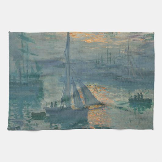 モネの「 sunrise marine 」印象派絵画 キッチンタオル (横)