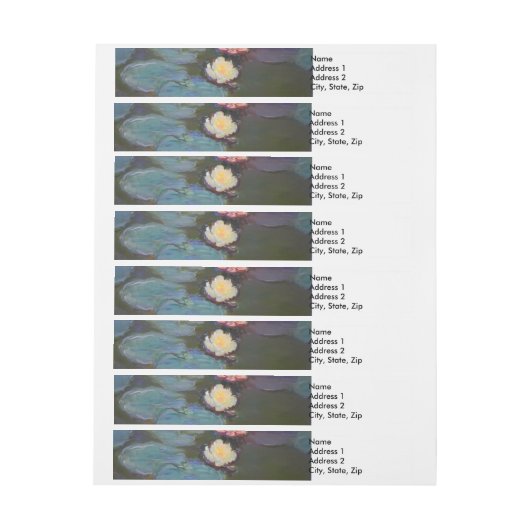 モネウォーターリリリリライスポンド《植物》スイレン絵画ズ ラップアラウンド宛名ラベル (シート)