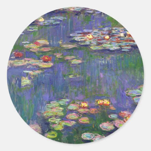 モネウォーターリリー最高傑作絵画ズ ラウンドシール (正面)