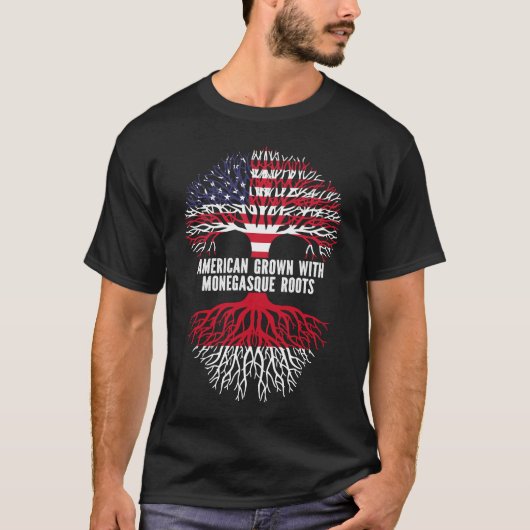 モネガスクのルーツ米国国旗で栽培されたアメリカ人 Tシャツ (正面)