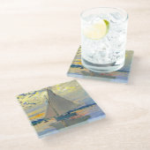 モネサイルボートアットルプティ – ジュネヴィリエ ガラスコースター (アングル)