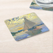 モネサイルボートアットルプティ – ジュネヴィリエ スクエアペーパーコースター (アングル)