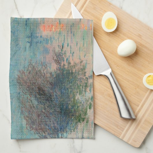 モネサンセットセーヌファインアート印象派 キッチンタオル (四つ折り)