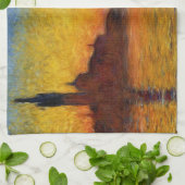 モネサンセットヴェネツィアカラフル印象派アート キッチンタオル (折り畳み)