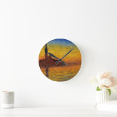 モネサンセットヴェネツィアカラフル印象派アート ラウンド壁時計 (ホーム)