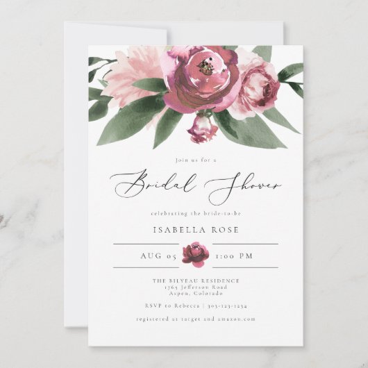 モネダスティー赤面フローラガーデンブライダルシャワー 招待状 (正面)