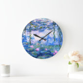 モネピンクの睡蓮 ラージ壁時計 (ホーム)