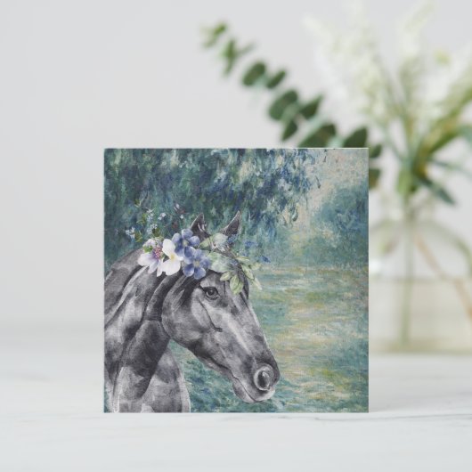 モネモーニングセーヌと黒馬グリーティングカード (スタンド正面)