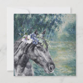 モネモーニングセーヌと黒馬グリーティングカード (正面)