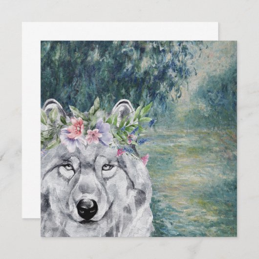 モネモーニングセーヌ&グレーウルフグリーティングカード (正面/裏面)