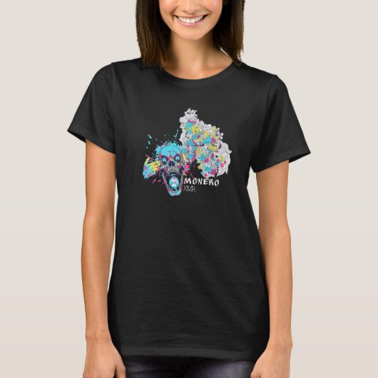 モネロXmrマインド吹クリプトスカルアートCryptocurre Tシャツ (正面)