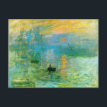 モネ印象主義サンライズポストカード ポストカード<br><div class="desc">モネ印象主義サンライズ葉書。キャンバスに油絵1872-73。モネの最も影響力のある絵画の一つ、印象主義、サンライズは1874年にパリで初めて展示された。このパリでは、印象派の美術評論家が作品を特徴付けるために「印象派」という言葉を使い、ラベルが貼り付けられ、印象派の運動が進行していた。フランス絵を描のルアーブル港を太陽が昇る際、船が水の向こうを移動する様子が描かれている。モネ素晴らしのファンへの贈り物、印象派、サンライズ、街並み、アートフランスの。</div>