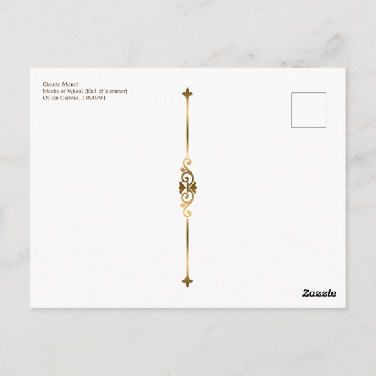 モネ印象派のアートヘイスタックス夏の終わり ポストカード (裏面)