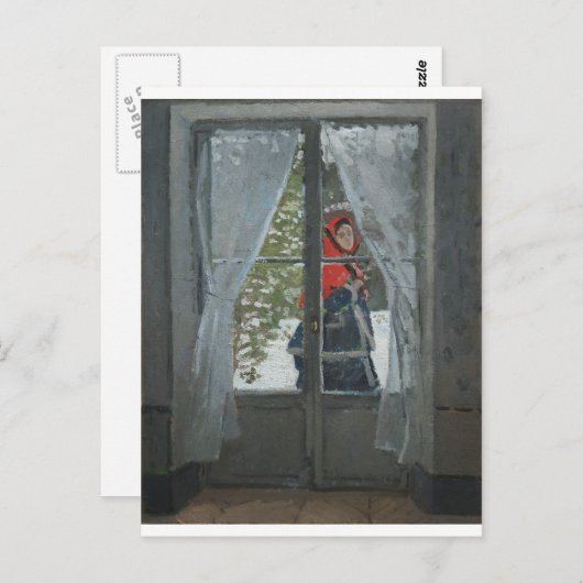 モネ夫人のポートレート、赤いカーチーフ(1873) ポストカード (正面/裏面)