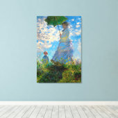 モネ女性パラソル印象主義 キャンバスプリント (インサイチュ (ウッドフロア))