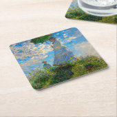 モネ女性パラソル印象主義 スクエアペーパーコースター (アングル)
