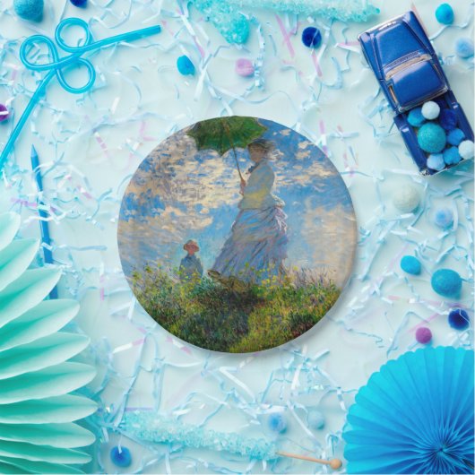 モネ女性パラソル印象主義 ペーパープレート (パーティー)