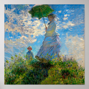 モネ女性パラソル印象主義 ポスター