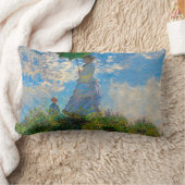 モネ女性パラソル印象主義 ランバークッション (ブランケット)