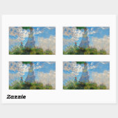 モネ女性パラソル印象主義 長方形シール (シート)