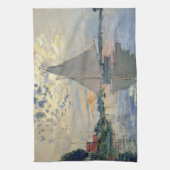 モネ帆船印フランスの象主義クラシック芸術 キッチンタオル (縦)