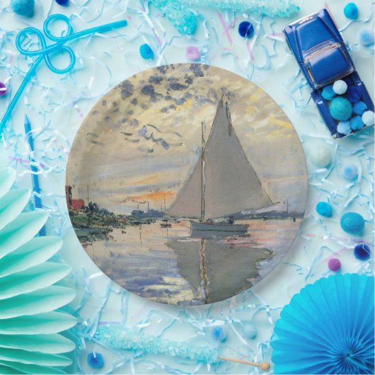 モネ帆船印フランスの象主義クラシック芸術 ペーパープレート (パーティー)