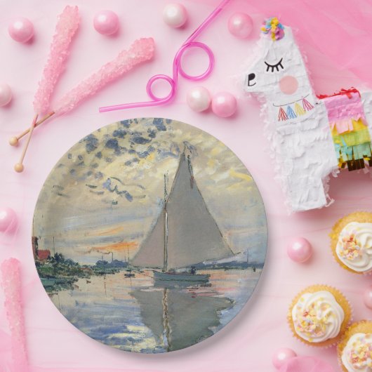 モネ帆船印フランスの象主義クラシック芸術 ペーパープレート (パーティー)