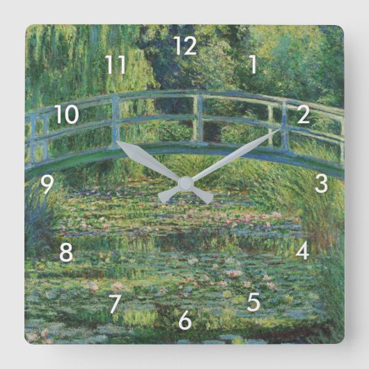 モネ日本のット橋 スクエア壁時計 (正面)