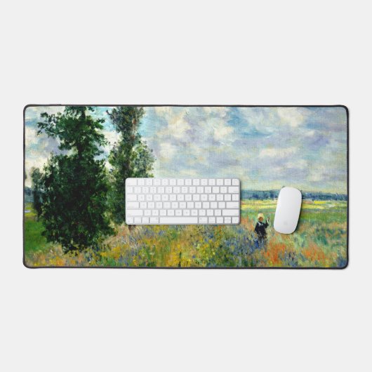 モネ絵画の、アルゼンテウイルのケピー畑 デスクマット (キーボード&マウス)
