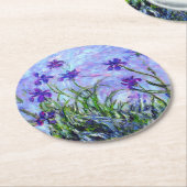 モネ薄紫アイリス ラウンドペーパーコースター (アングル)